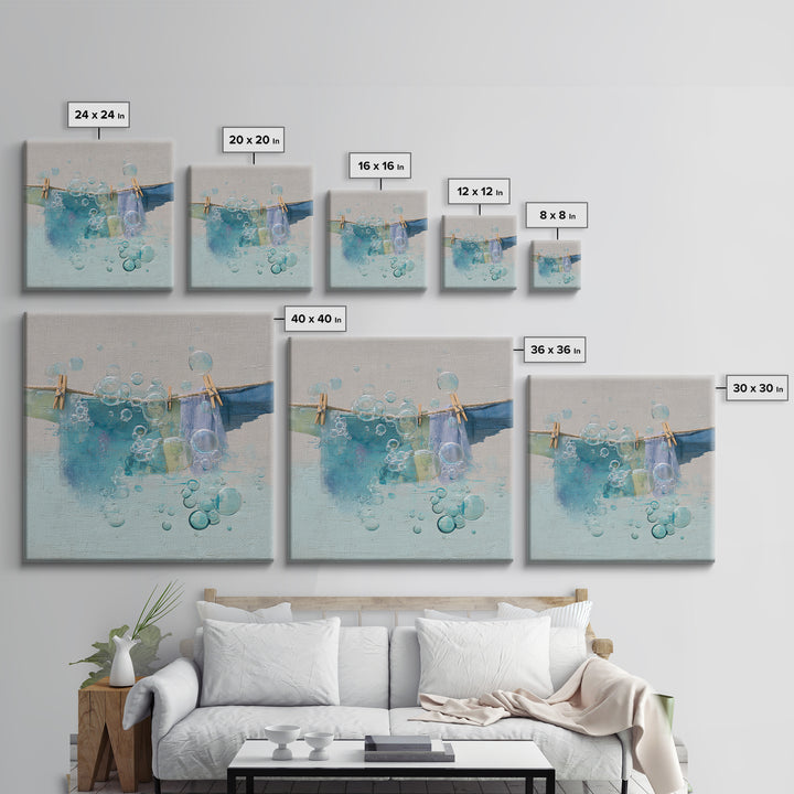 Abstract Suds and Bubbles Canvas Print, Laundry Room Art, Digital Art Print, Living Room Decor, Abstract Art, Clean, LRA-1x1-94