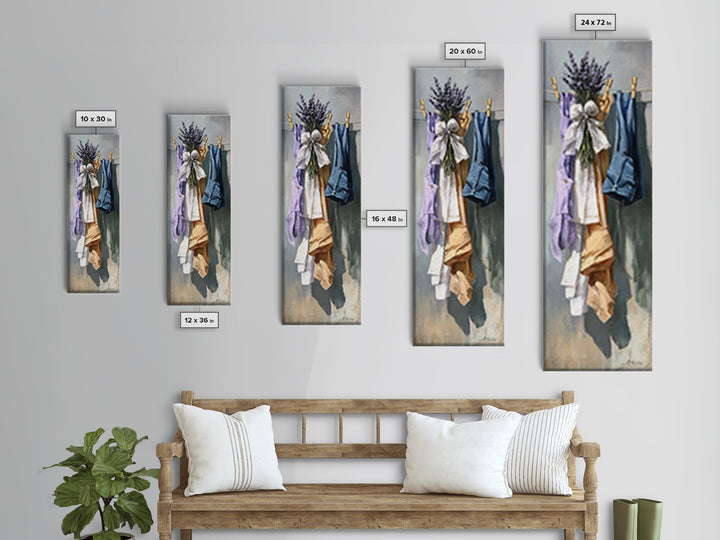 Lavender Sachet and Ribbon Still Life Framed Canvas Print, Laundry Room Art, Modern Decor, Living Room Decor, Fine Art, Clean, LRA-1x3-29