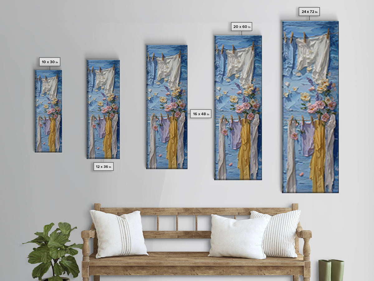 Clean Blue Water Ripple Abstraction Framed Canvas Print, Laundry Room Art, Living Room Decor, Abstract Art, Clean, LRA-1x3-30