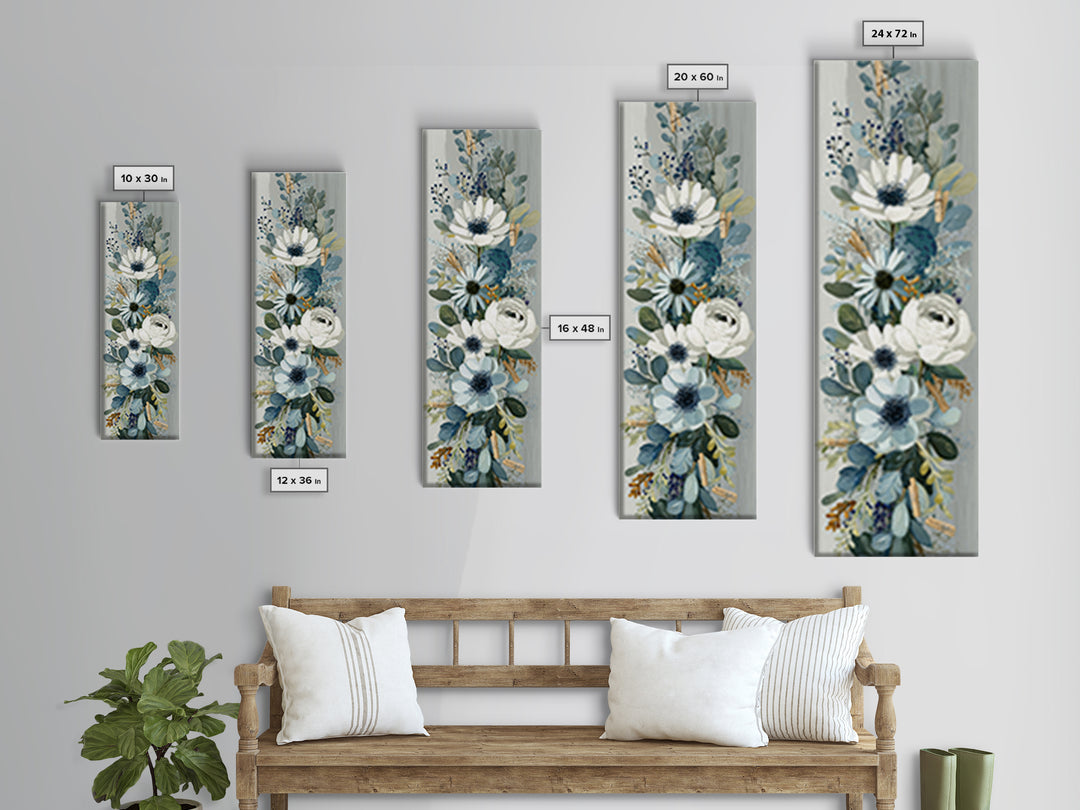 Clothespin Bouquet in Folk Art Style Canvas Print, Laundry Room Art, Textured Painting, Living Room Decor, Fine Art, Clean, LRA-1x3-32