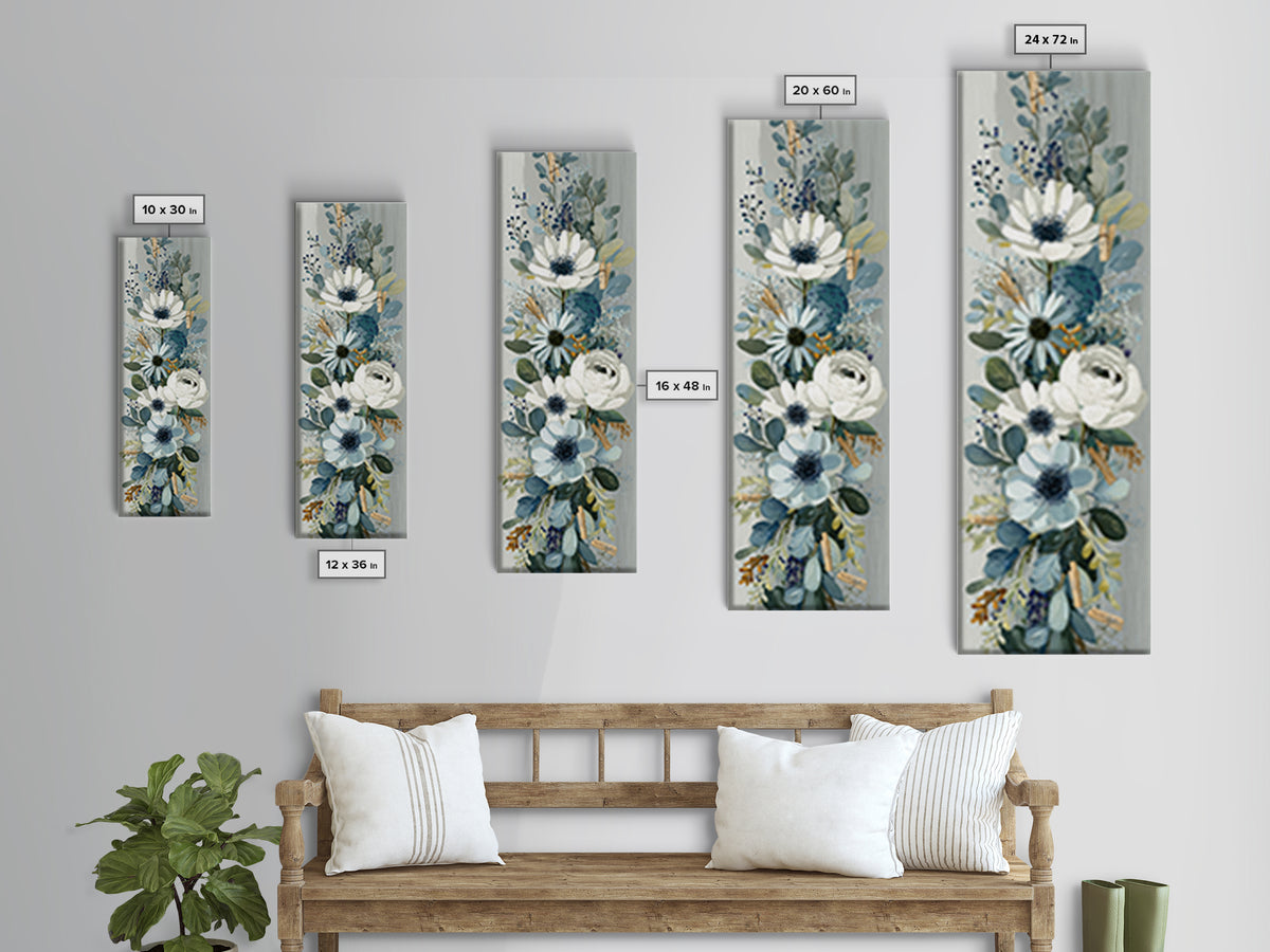 Clothespin Bouquet in Folk Art Style Canvas Print, Laundry Room Art, Textured Painting, Living Room Decor, Fine Art, Clean, LRA-1x3-32
