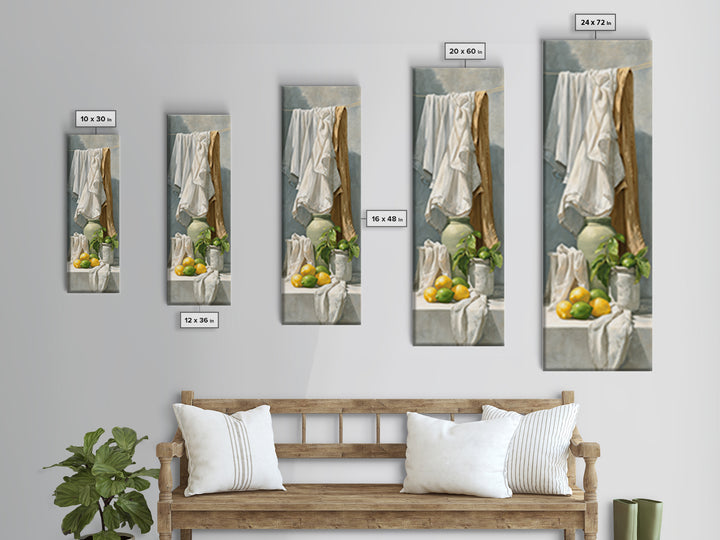 Lemon and Clean Linen Still Life Canvas Print, Laundry Room Art, Artwork, Living Room Decor, Clean, Minimalist Wall Art, LRA-1x3-39