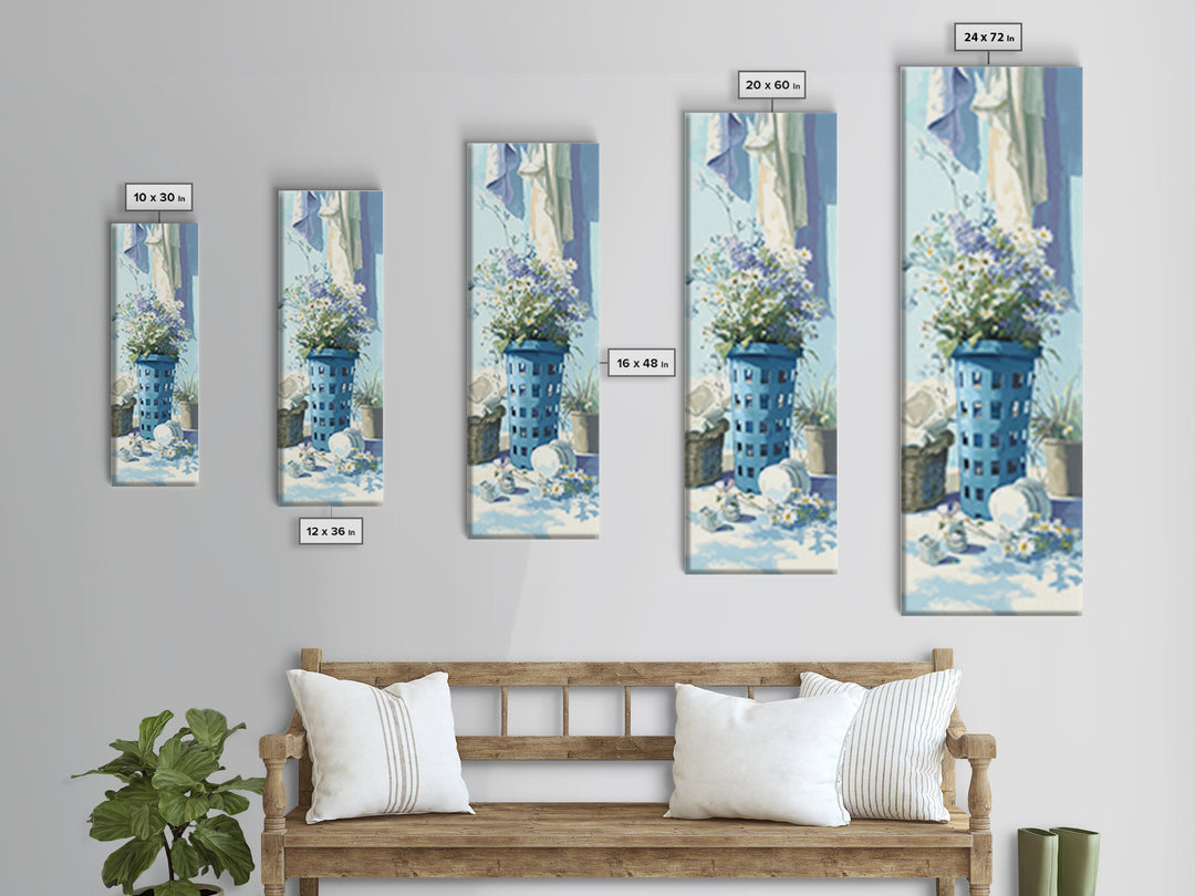 Blue Laundry Basket Canvas Print, Laundry Room Art, Laundry Room Decor, Living Room Decor, Fine Art, Clean, Gallery Decor, LRA-1x3-41