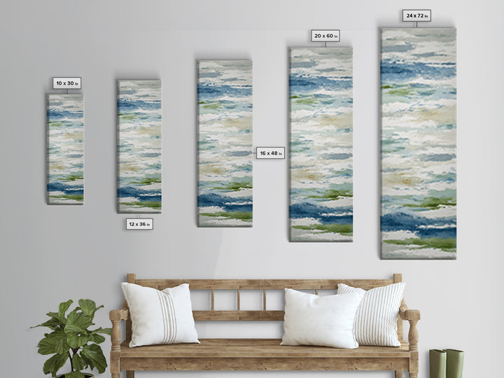 Clean Blue Water Ripple Abstraction Framed Canvas Print, Laundry Room Art, Living Room Decor, Abstract Art, Clean, LRA-1x3-54