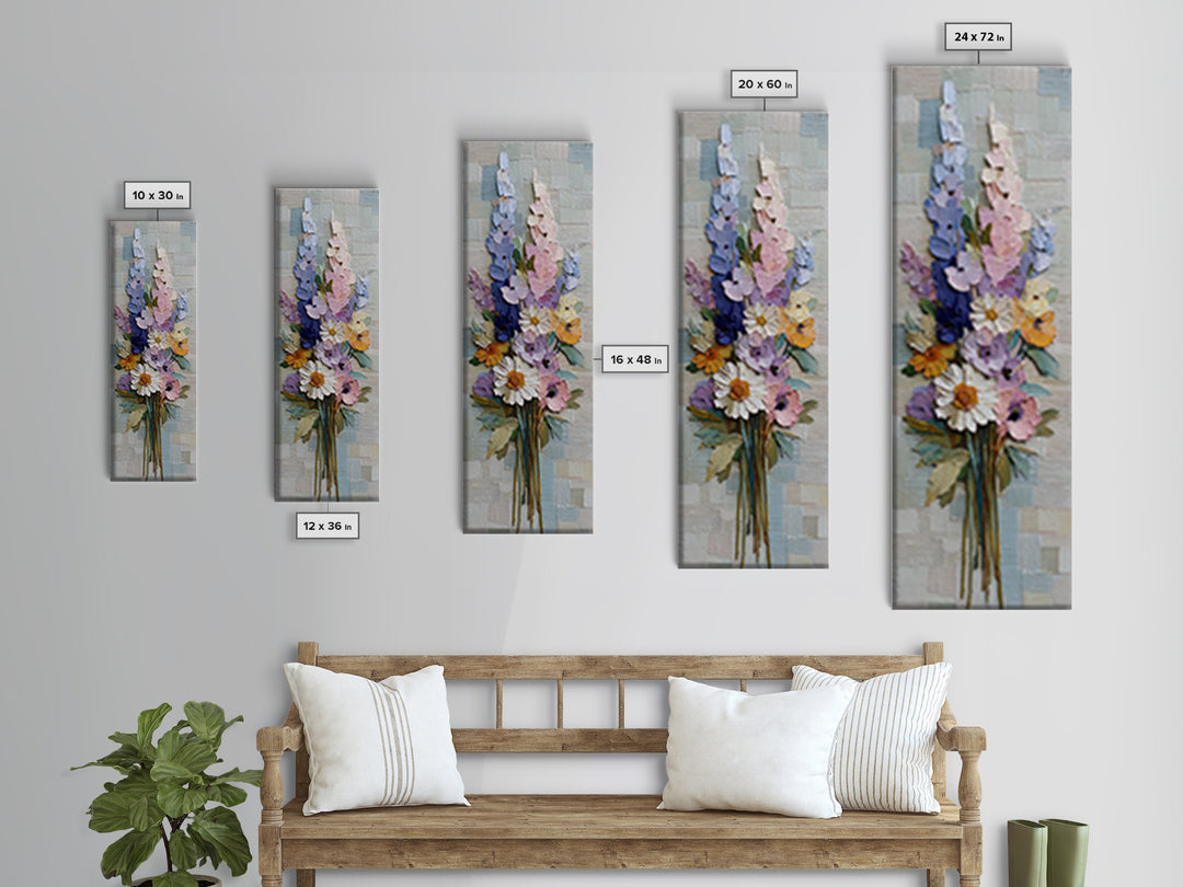 Clothespin Bouquet in Folk Art Style Canvas Print, Laundry Room Art, Digital Print, Living Room Decor, Fine Art, Clean, LRA-1x3-56