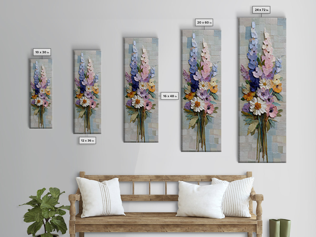 Clothespin Bouquet in Folk Art Style Canvas Print, Laundry Room Art, Digital Print, Living Room Decor, Fine Art, Clean, LRA-1x3-56