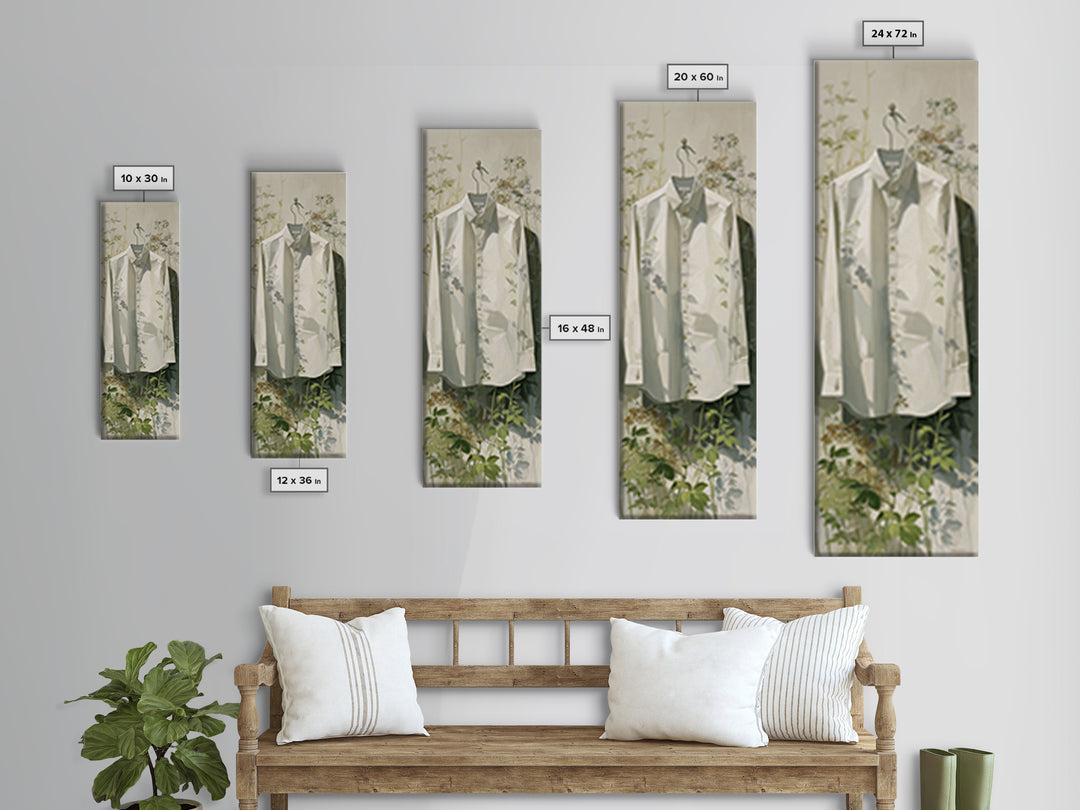 White Shirt on Hanger Canvas Print, Laundry Room Art, Fine Art Print, Living Room Decor, Fine Art, Clean, Painting, Digital Art, LRA-1x3-57