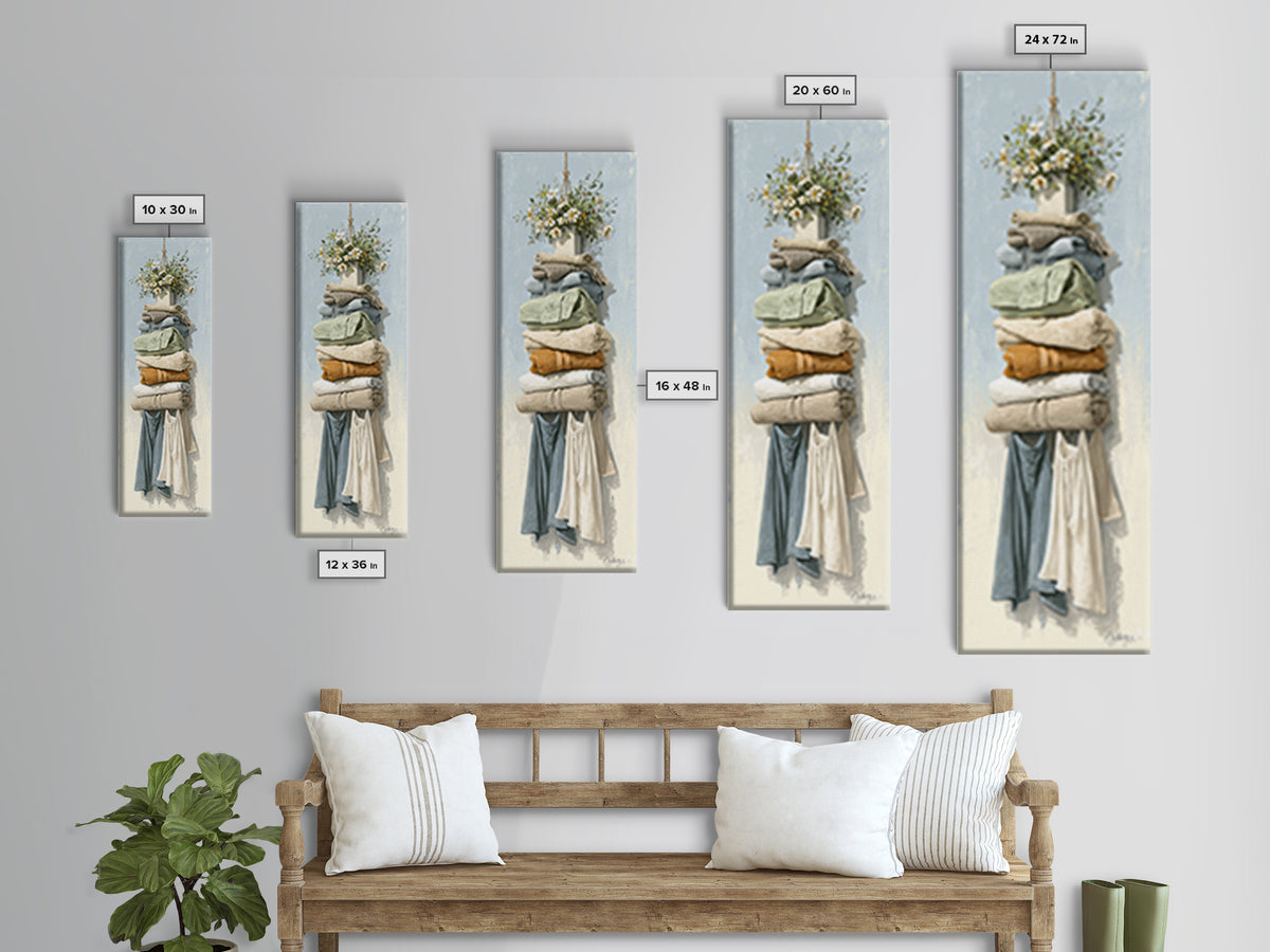 Farmhouse Laundry Sign Ornament Without Words Canvas Print, Laundry Room Art, Contemporary Art, Living Room Decor, Clean, LRA-1x3-7