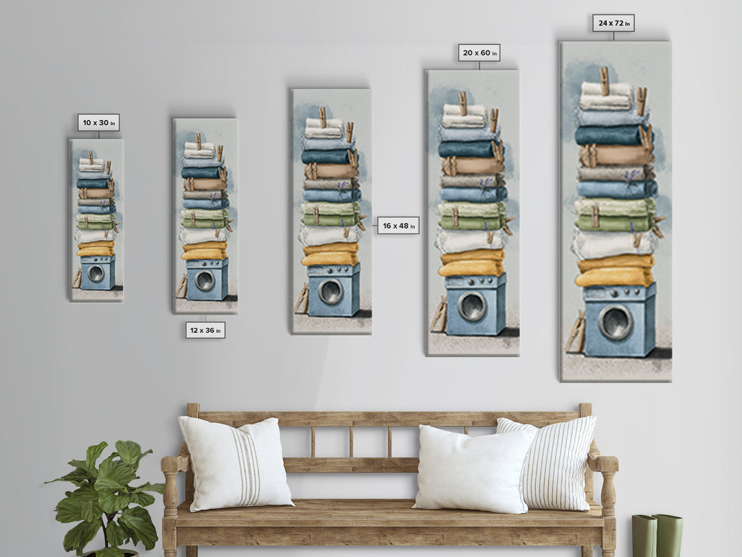 Washing Machine Icon Graphic Without Text Framed Canvas Print, Laundry Room Art, Apartment Wall Art, Living Room Decor, Clean, LRA-1x3-70