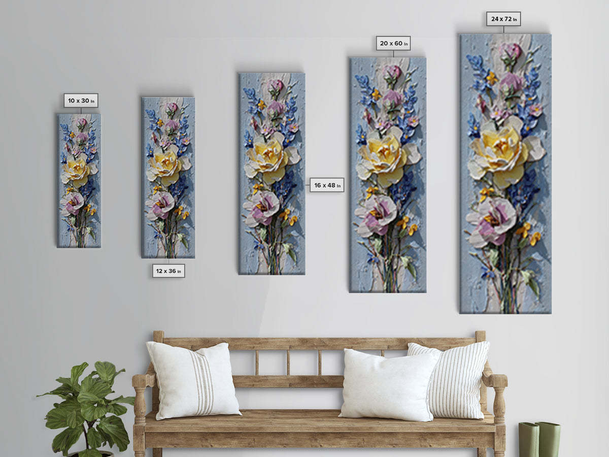 Clothespin Bouquet in Folk Art Style Framed Canvas Print, Laundry Room Art, Statement Artwork, Living Room Decor, Clean, LRA-1x3-8