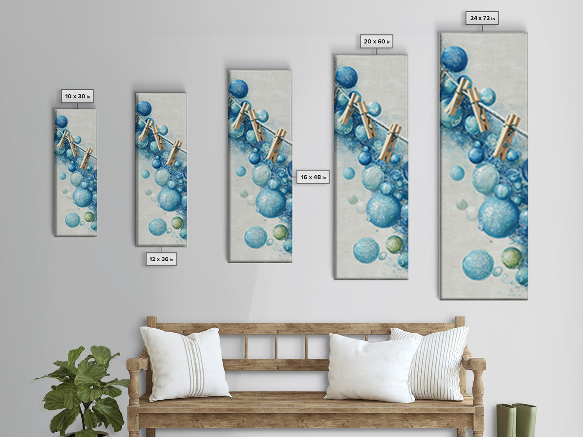 Abstract Suds and Bubbles Canvas Print, Laundry Room Art, Gallery Decor, Living Room Decor, Fine Art, Clean, Contemporary Art, LRA-1x3-82