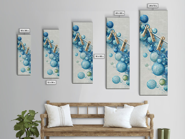 Abstract Suds and Bubbles Canvas Print, Laundry Room Art, Gallery Decor, Living Room Decor, Fine Art, Clean, Contemporary Art, LRA-1x3-82