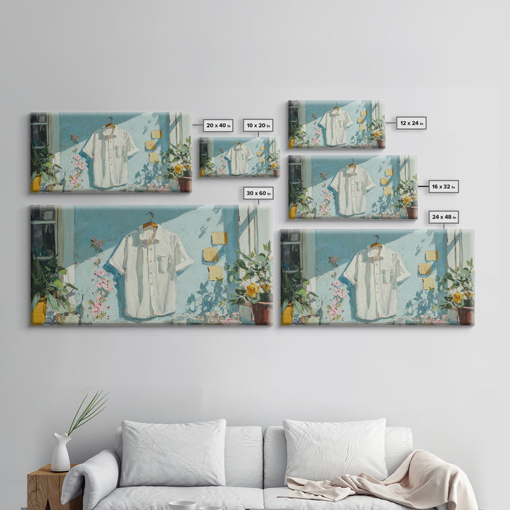 White Shirt on Hanger Canvas Print, Laundry Room Art, Contemporary Art, Living Room Decor, Fine Art, Clean, Farmhouse Decor, LRA-2x1-17