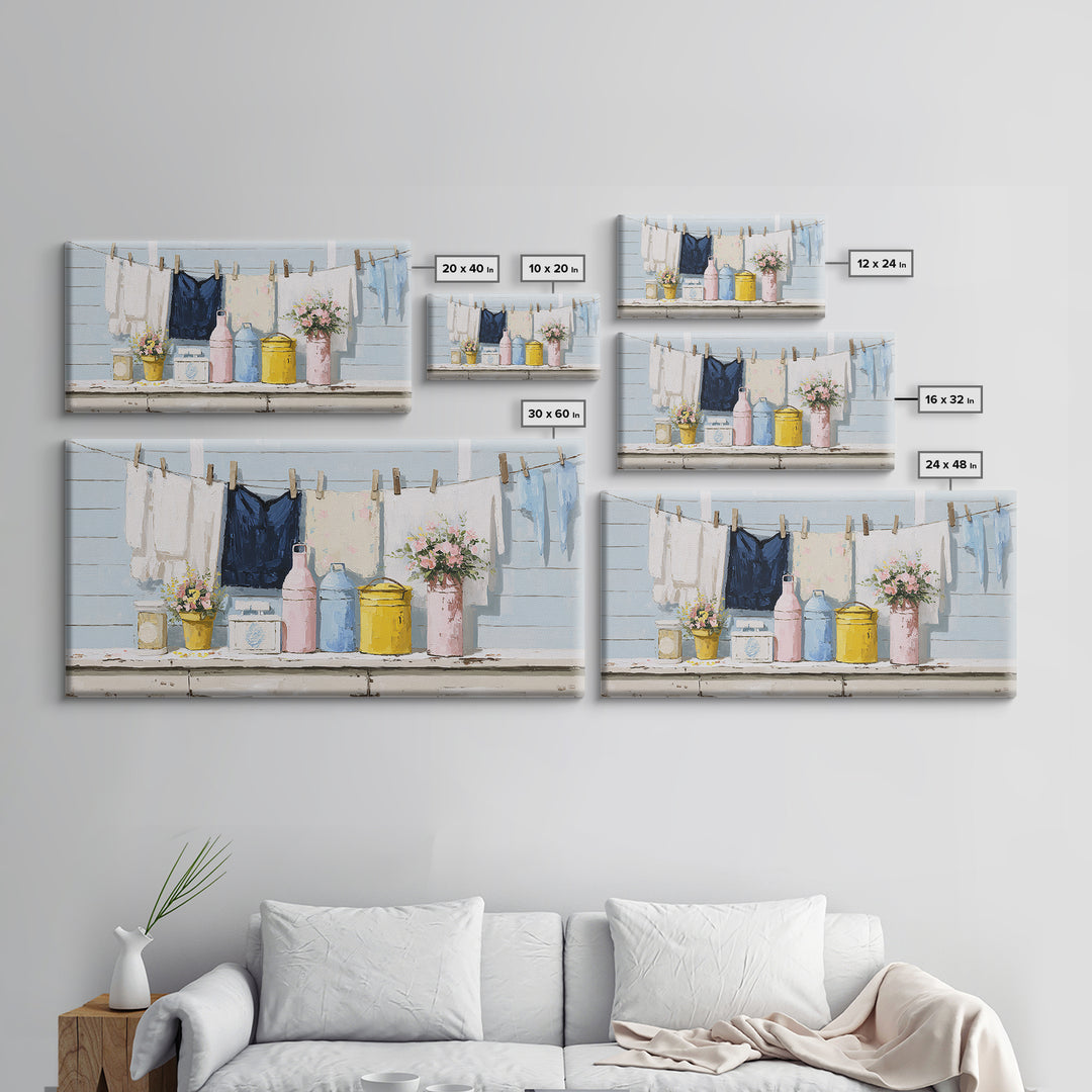 Farmhouse Laundry Sign Ornament Without Words Canvas Print, Laundry Room Art, Printable Wall Art, Living Room Decor, Clean, LRA-2x1-39