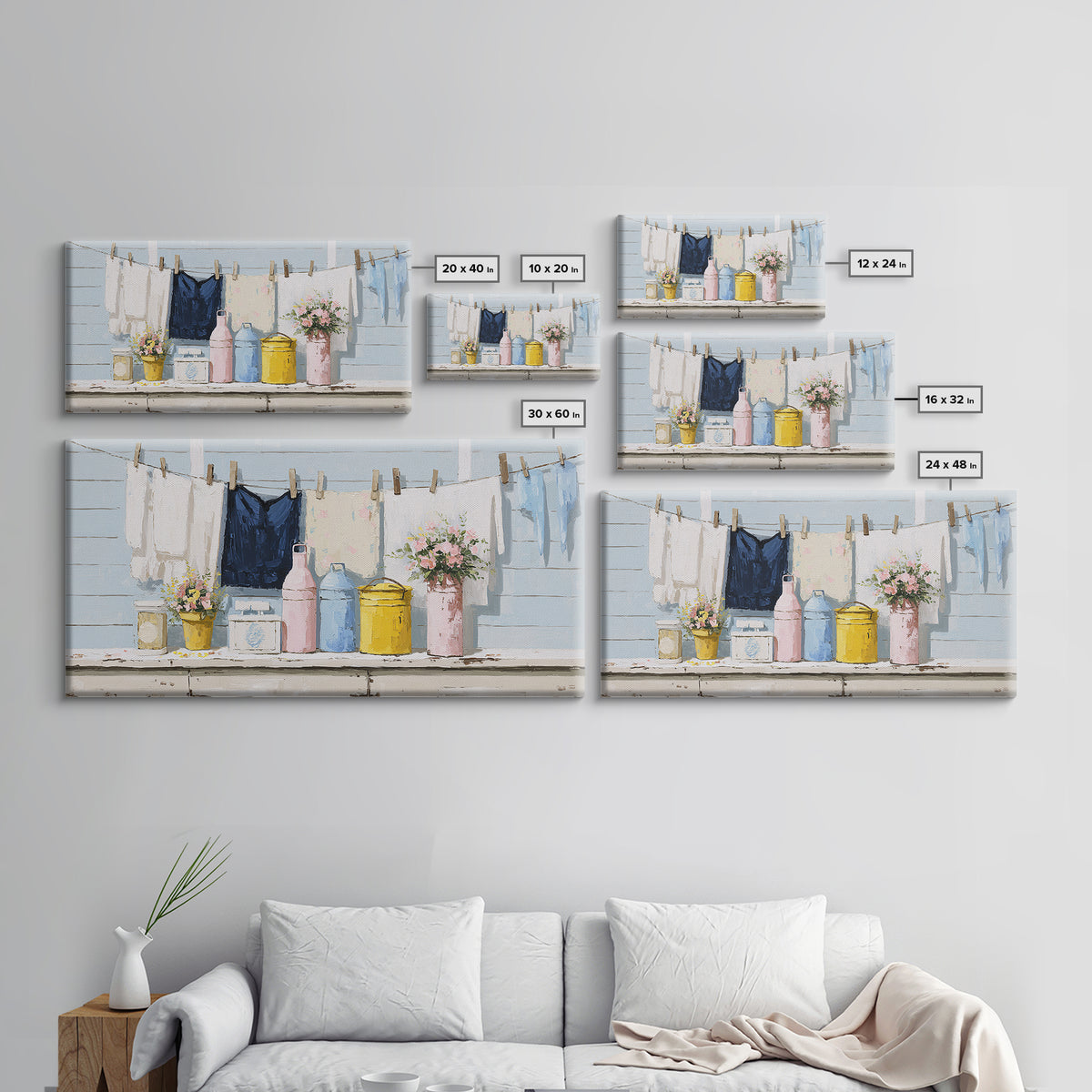 Farmhouse Laundry Sign Ornament Without Words Canvas Print, Laundry Room Art, Printable Wall Art, Living Room Decor, Clean, LRA-2x1-39
