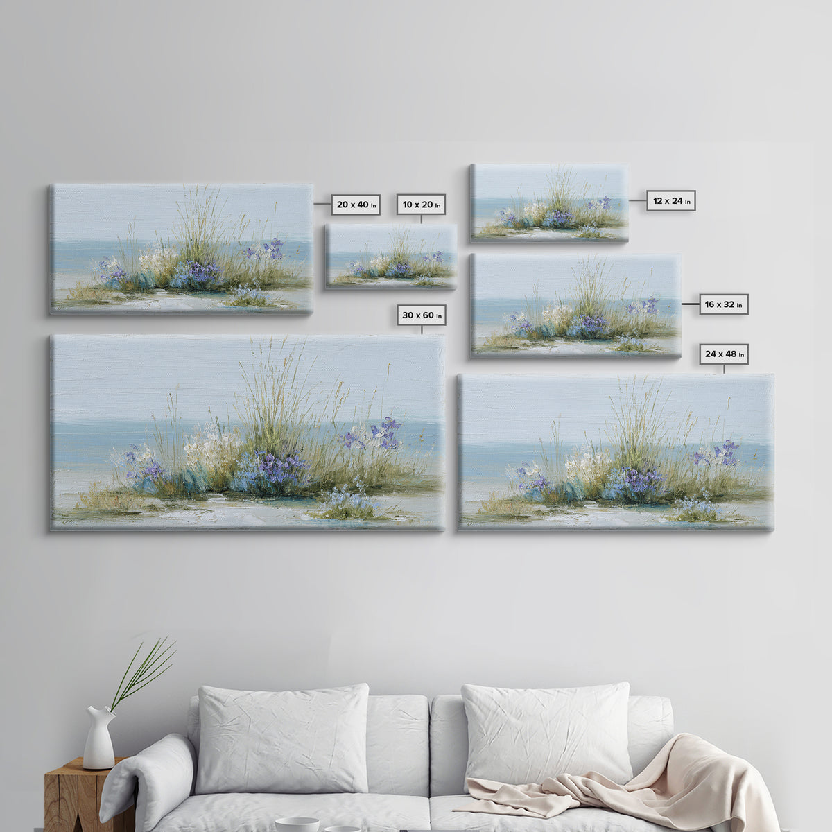 Fresh Air Meadow Landscape for Clean Mood Framed Canvas Print, Laundry Room Art, Oil Painting, Living Room Decor, Clean, LRA-2x1-43