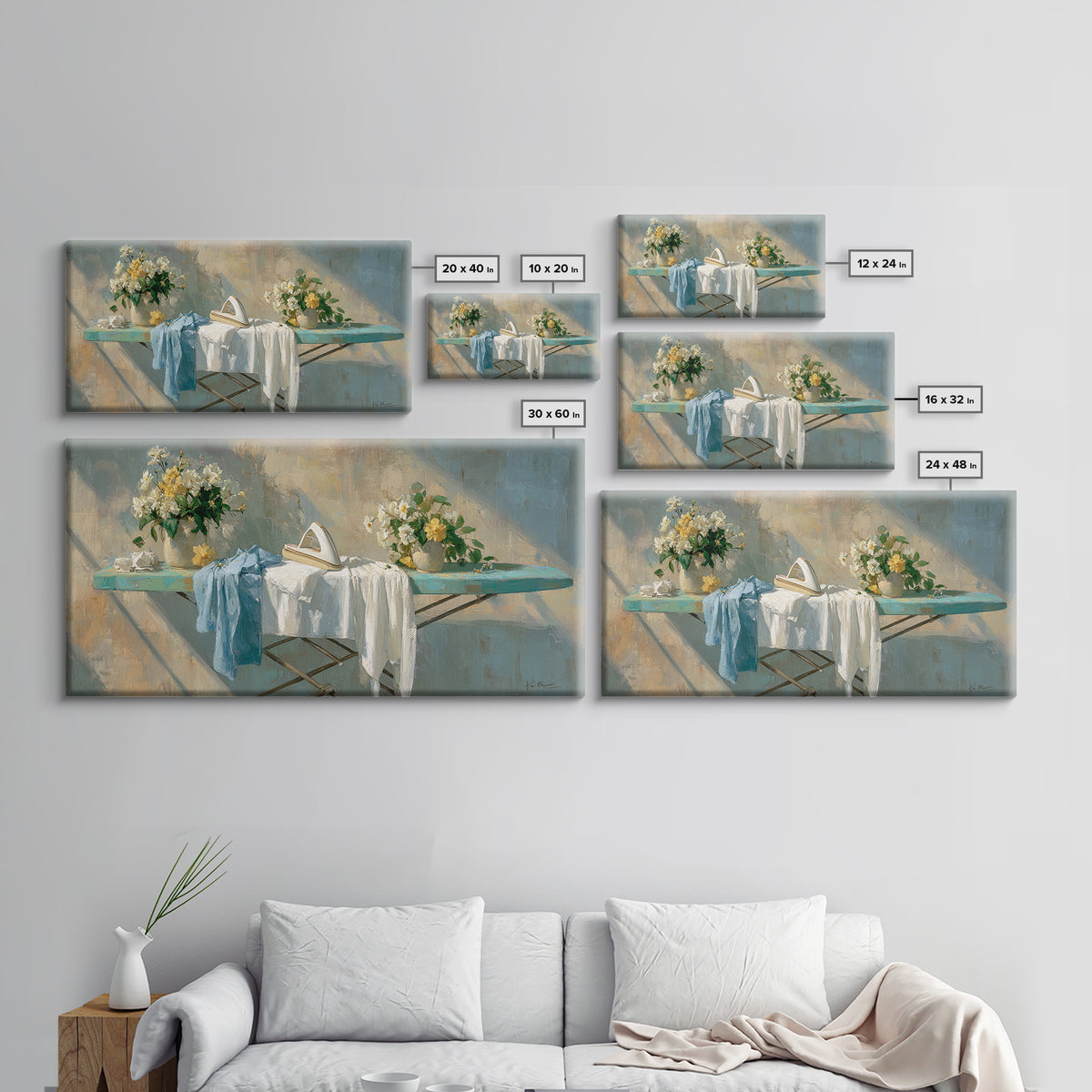 Ironing Board Still Life Canvas Print, Laundry Room Art, Textured Painting, Living Room Decor, Fine Art, Clean, New Home Gift, LRA-2x1-44
