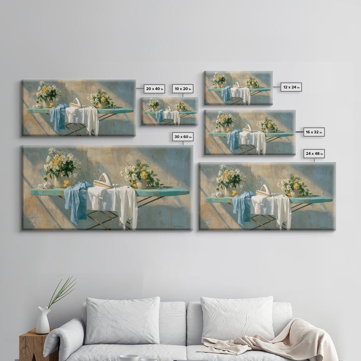 Ironing Board Still Life Canvas Print, Laundry Room Art, Textured Painting, Living Room Decor, Fine Art, Clean, New Home Gift, LRA-2x1-44