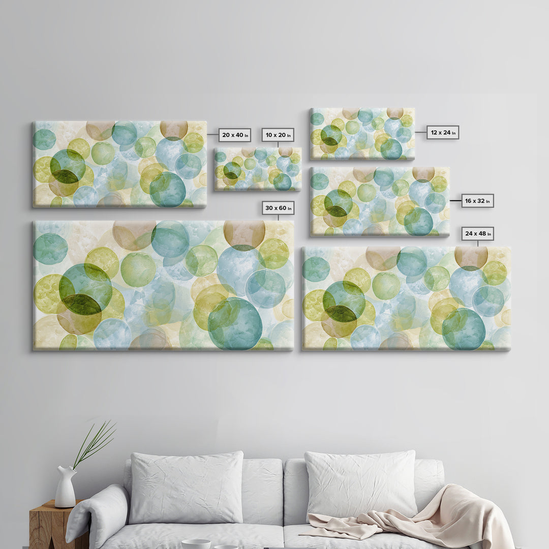 Soap Bubbles Rendered as Playful Abstract Circles Canvas Print, Laundry Room Art, Minimalist Decor, Living Room Decor, Clean, LRA-2x1-50
