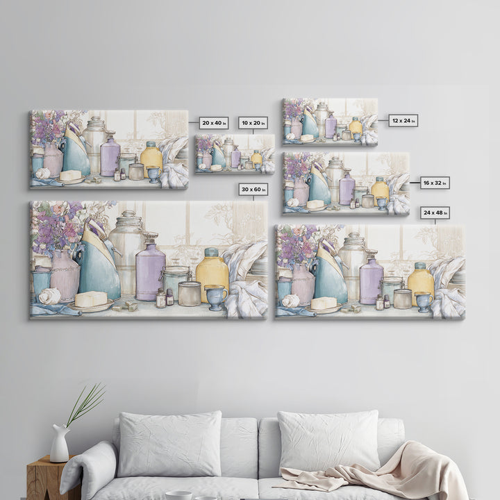 Retro Iron Illustration Canvas Print, Laundry Room Art, Digital Print, Living Room Decor, Oil Painting, Clean, Custom Wall Art, LRA-2x1-53