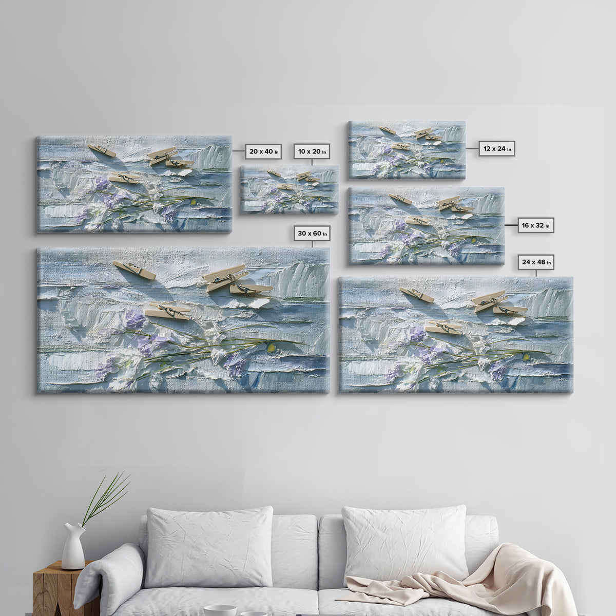 Linen Texture Abstract Framed Canvas Print, Laundry Room Art, Oil Painting, Living Room Decor, Abstract Art, Clean, LRA-2x1-56