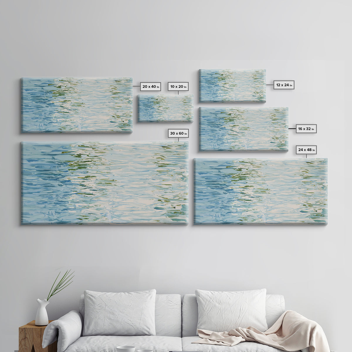 Clean Blue Water Ripple Abstraction Canvas Print, Laundry Room Art, Room Decor, Living Room Decor, Abstract Art, Clean, LRA-2x1-62
