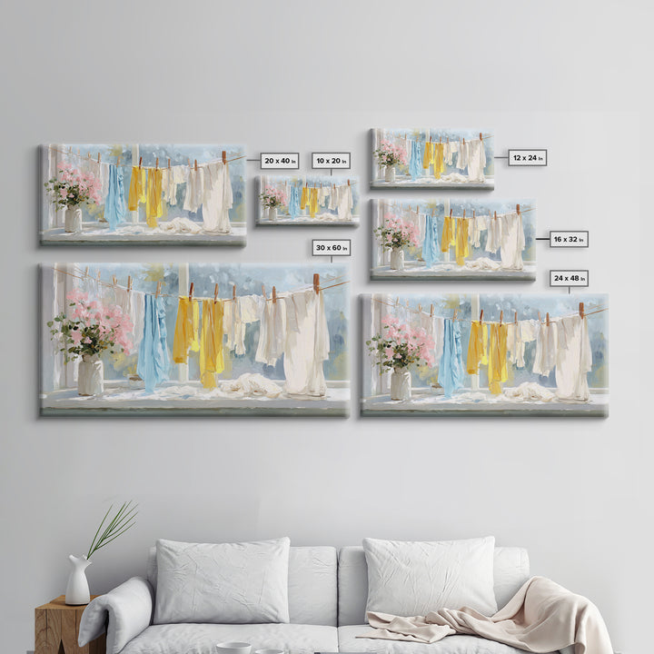 Fresh Air Meadow Landscape for Clean Mood Framed Canvas Print, Laundry Room Art, Apartment Wall Art, Living Room Decor, Clean, LRA-2x1-67