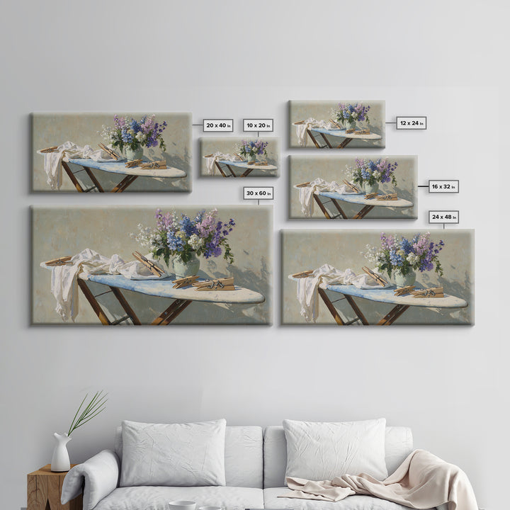 Ironing Board Still Life Canvas Print, Laundry Room Art, Living Room Decor, Watercolor Art, Clean, Custom Wall Art, LRA-2x1-68