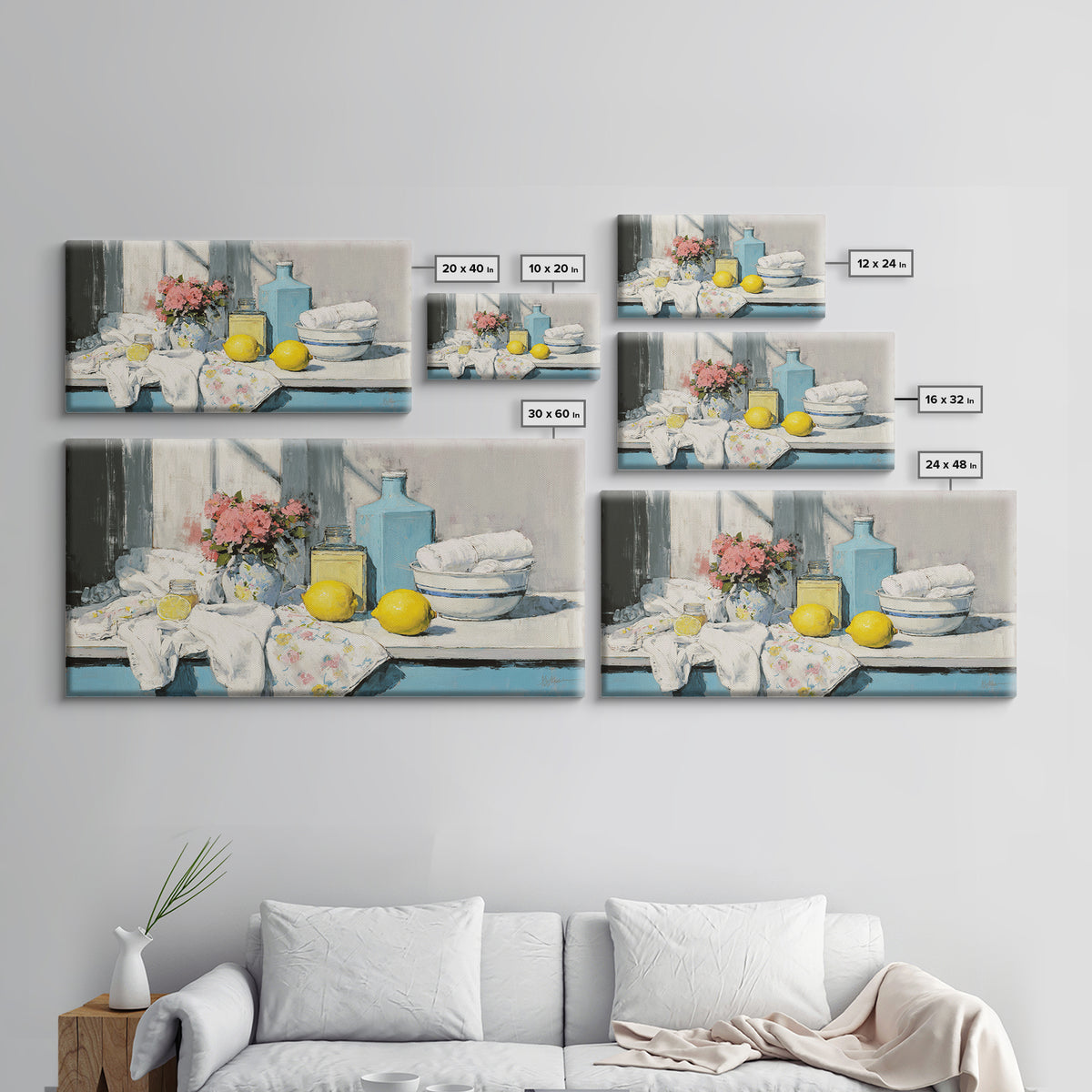 Lemon and Clean Linen Still Life Canvas Print, Laundry Room Art, Downloadable Art, Living Room Decor, Fine Art, Clean, LRA-2x1-71