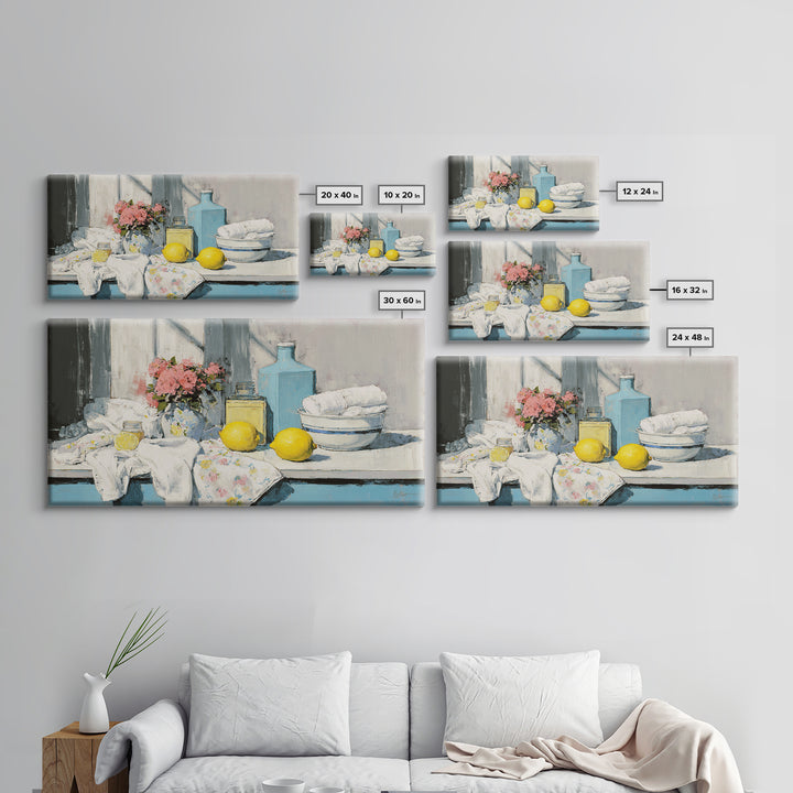 Lemon and Clean Linen Still Life Canvas Print, Laundry Room Art, Downloadable Art, Living Room Decor, Fine Art, Clean, LRA-2x1-71