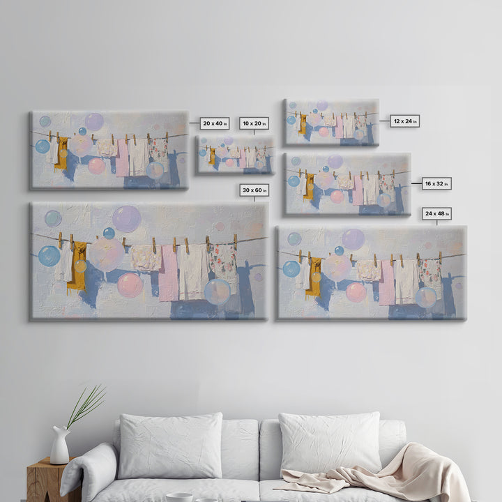 Soap Bubbles Rendered as Playful Abstract Circles Canvas Print, Laundry Room Art, Printable Wall Art, Living Room Decor, Clean, LRA-2x1-74