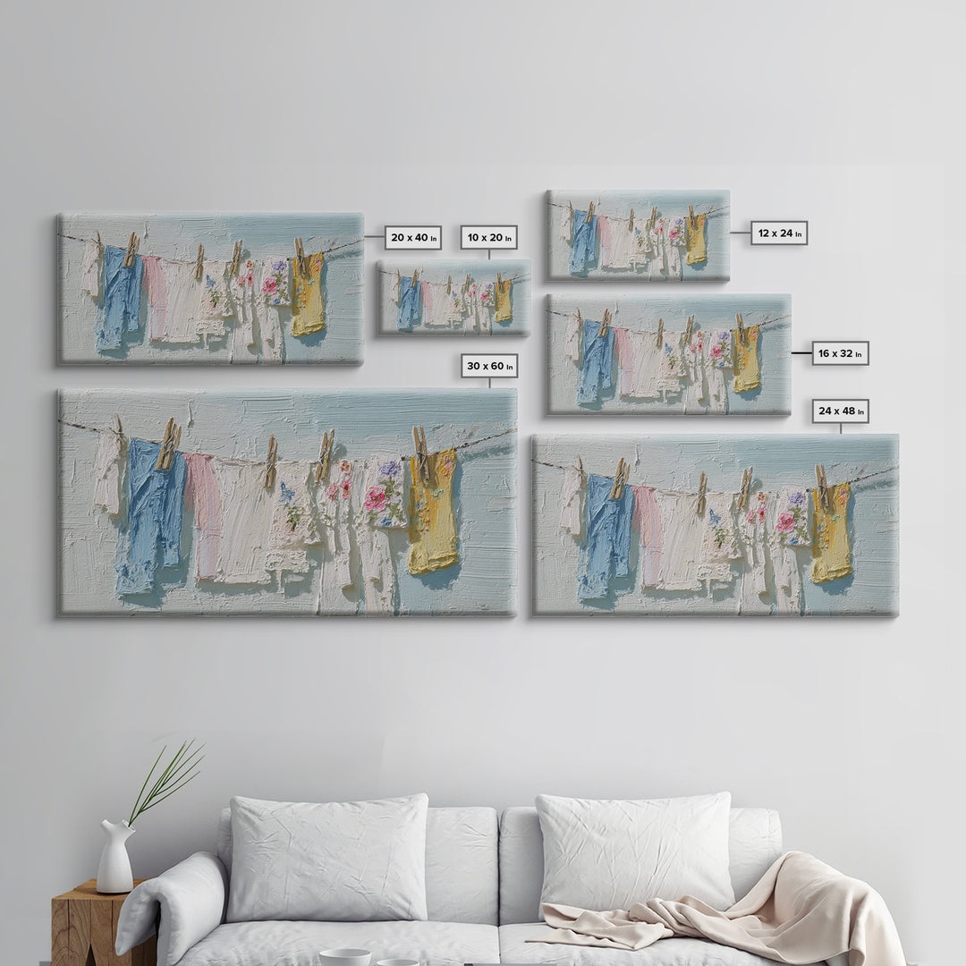 Linen Texture Abstract Framed Canvas Print, Laundry Room Art, Luxury Decor, Living Room Decor, Abstract Art, Clean, LRA-2x1-8