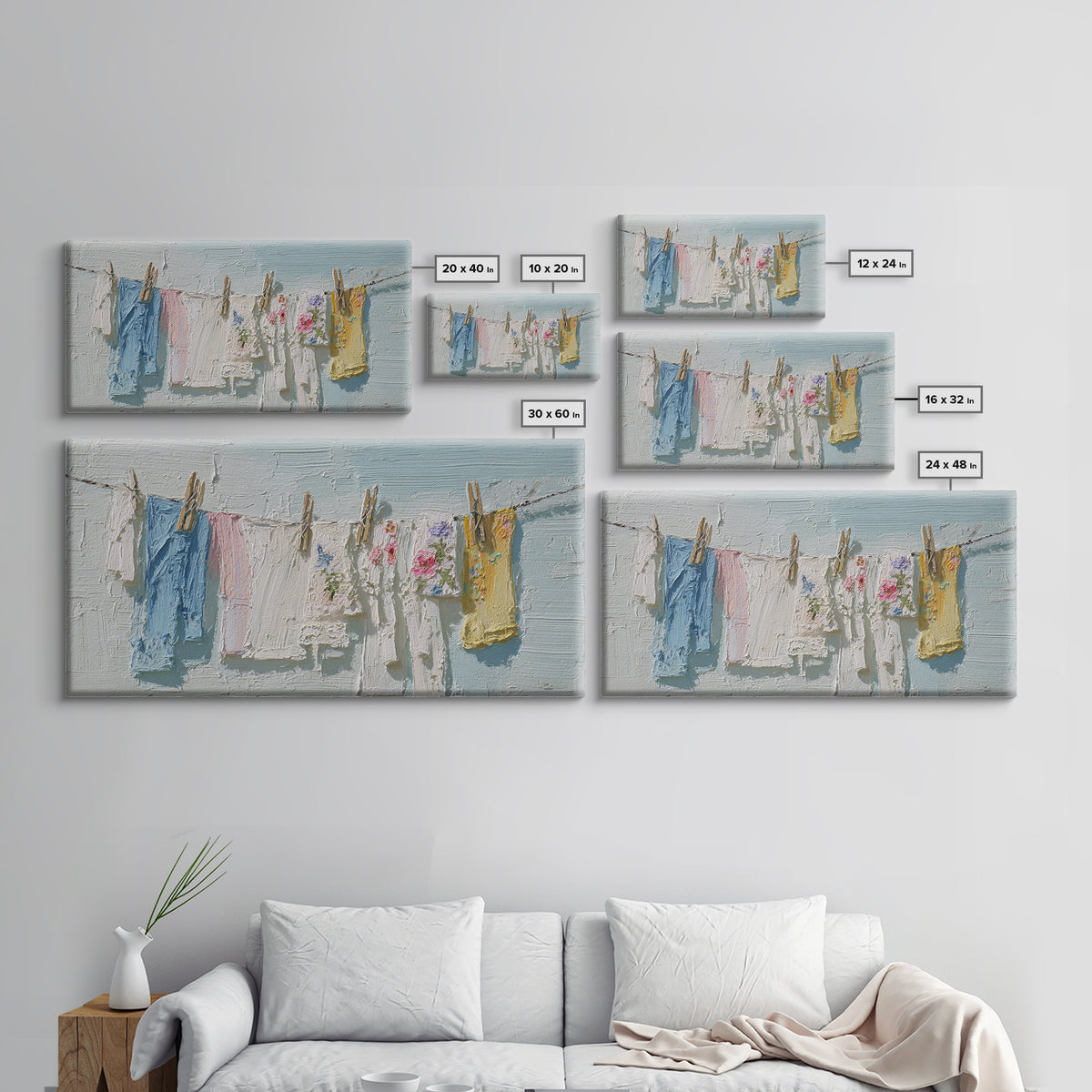 Linen Texture Abstract Framed Canvas Print, Laundry Room Art, Luxury Decor, Living Room Decor, Abstract Art, Clean, LRA-2x1-8