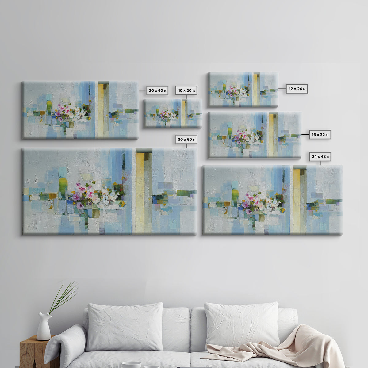 Linen Texture Abstract Framed Canvas Print, Laundry Room Art, Retro Wall Art, Living Room Decor, Clean, Digital Art Print, LRA-2x1-80