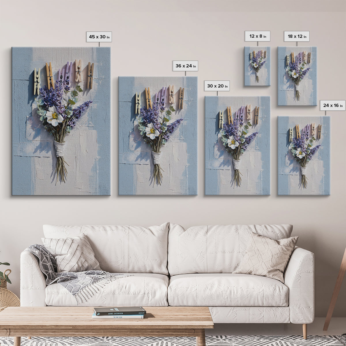 Clothespin Bouquet in Folk Art Style Framed Canvas Print, Laundry Room Art, Art Print, Living Room Decor, Fine Art, Clean, LRA-2x3-100