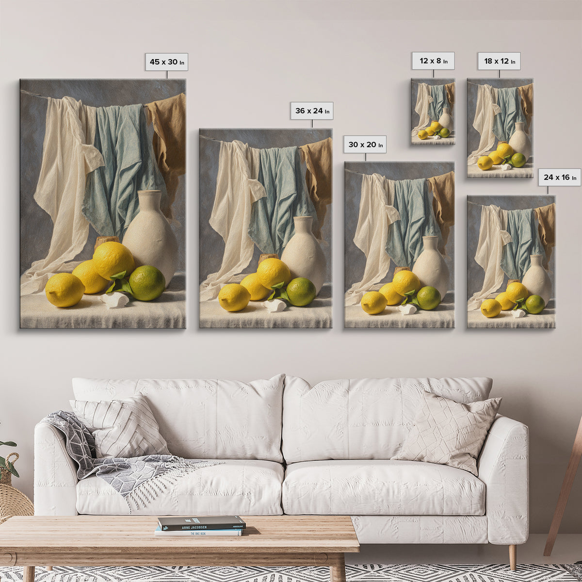 Lemon and Clean Linen Still Life Canvas Print, Laundry Room Art, Funny Poster, Living Room Decor, Clean, Minimalist Decor, LRA-2x3-11