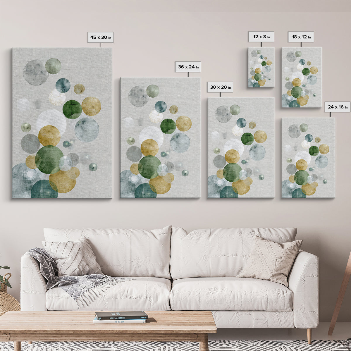 Soap Bubbles Rendered as Playful Abstract Circles Canvas Print, Laundry Room Art, Living Room Decor, Abstract Art, Clean, LRA-2x3-14