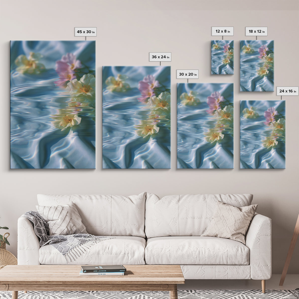 Clean Blue Water Ripple Abstraction Framed Canvas Print, Laundry Room Art, Boho Decor, Living Room Decor, Fine Art, Clean, LRA-2x3-2