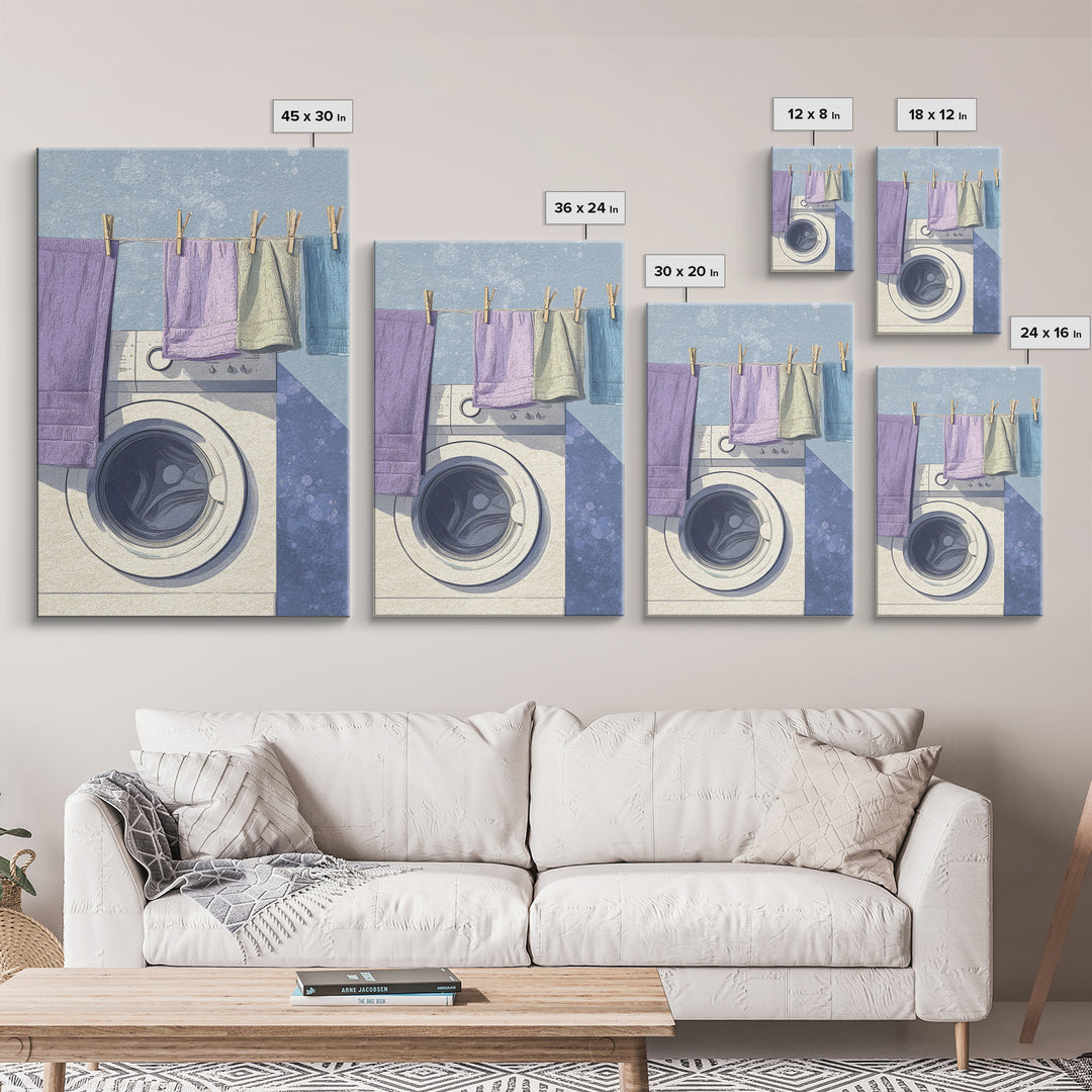 Washing Machine Icon Graphic Without Text Canvas Print, Laundry Room Art, Wall Decor, Living Room Decor, Oil Painting, Clean, LRA-2x3-66