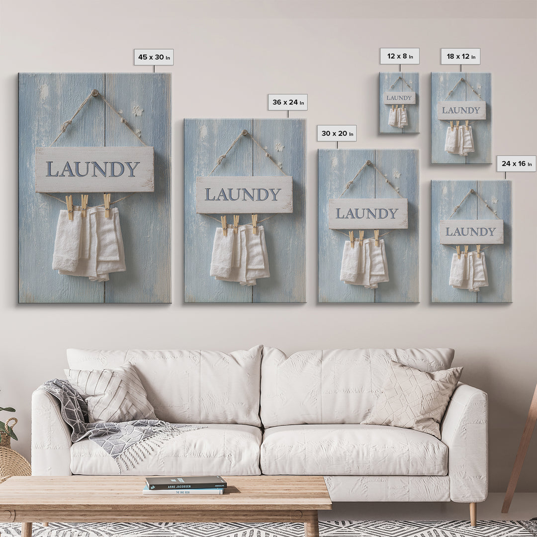 Farmhouse Laundry Sign Ornament Without Words Framed Canvas Print, Laundry Room Art, Artwork, Living Room Decor, Clean, LRA-2x3-75