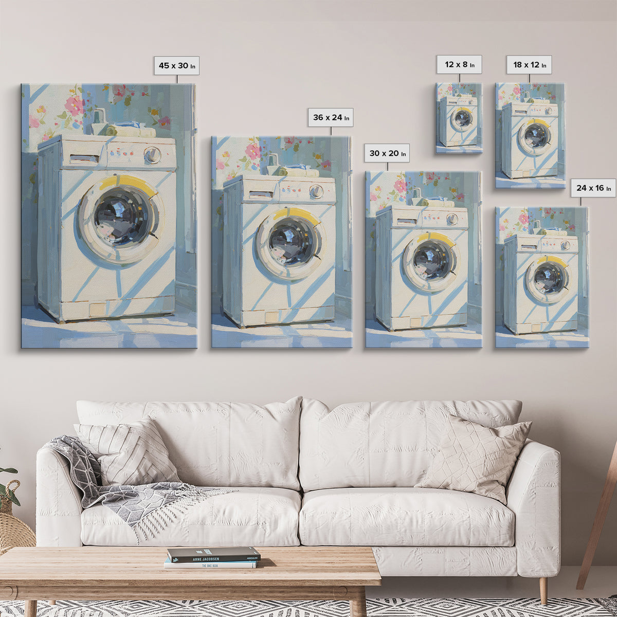Washing Machine Icon Graphic Without Text Framed Canvas Print, Laundry Room Art, Artwork, Living Room Decor, Fine Art, Clean, LRA-2x3-90