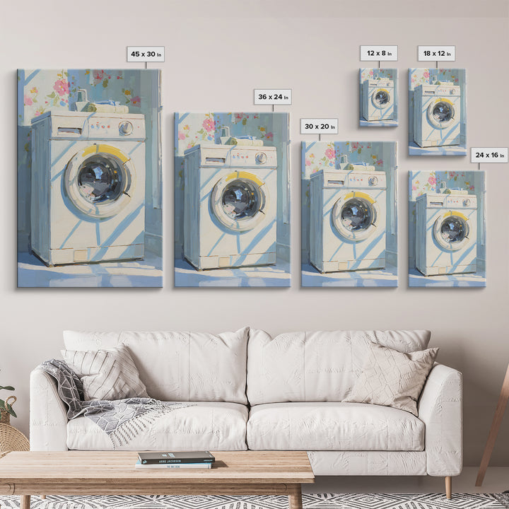 Washing Machine Icon Graphic Without Text Framed Canvas Print, Laundry Room Art, Artwork, Living Room Decor, Fine Art, Clean, LRA-2x3-90