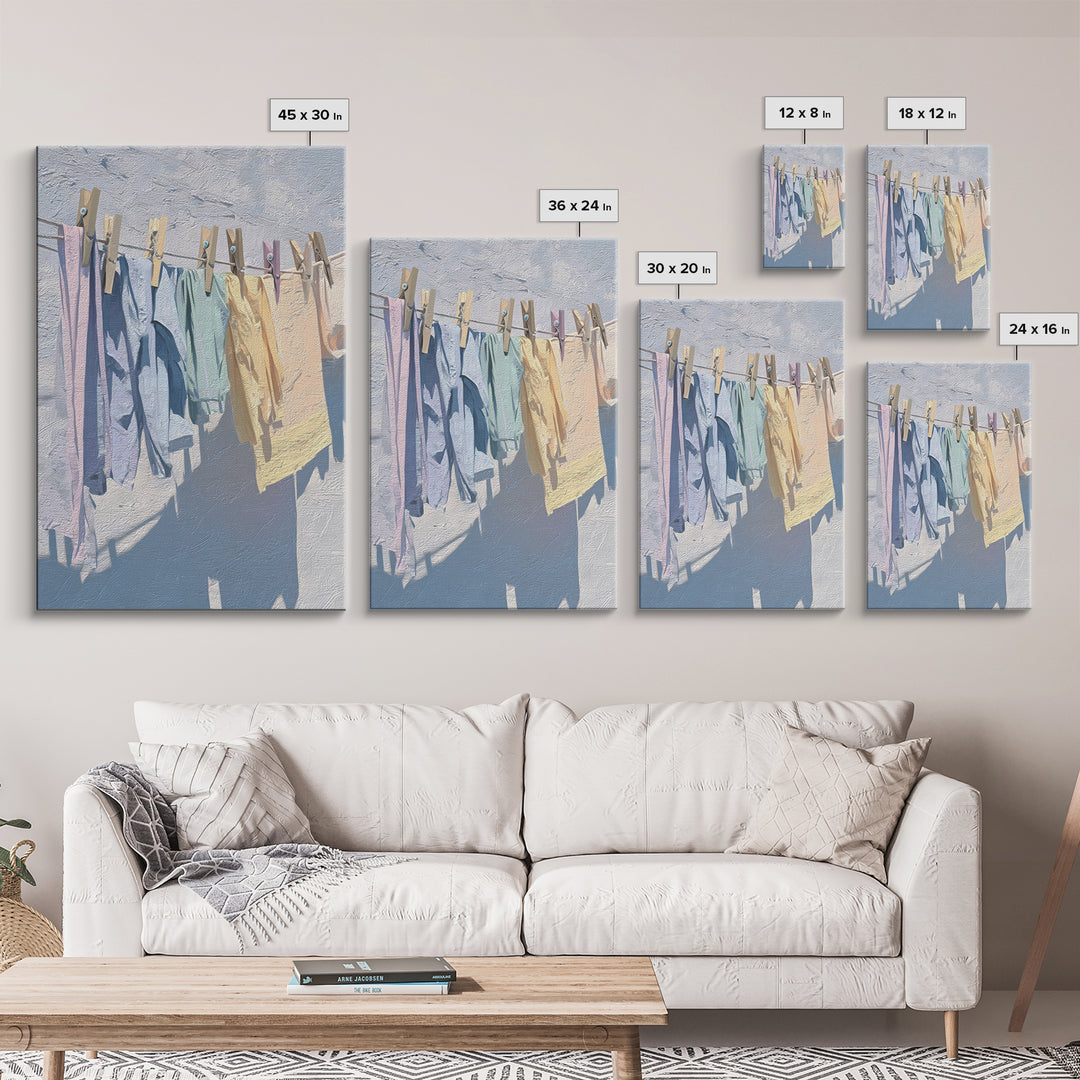 Linen Texture Abstract Framed Canvas Print, Laundry Room Art, Gallery Decor, Living Room Decor, Fine Art, Clean, LRA-2x3-92