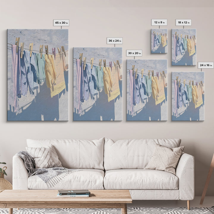 Linen Texture Abstract Framed Canvas Print, Laundry Room Art, Gallery Decor, Living Room Decor, Fine Art, Clean, LRA-2x3-92