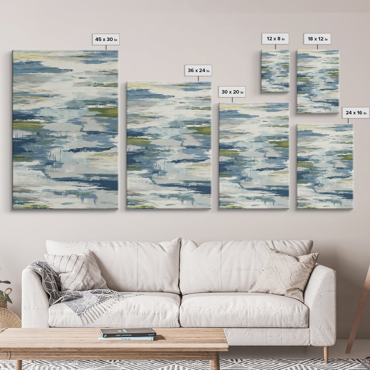 Clean Blue Water Ripple Abstraction Framed Canvas Print, Laundry Room Art, Digital Art, Living Room Decor, Abstract Art, Clean, LRA-2x3-98