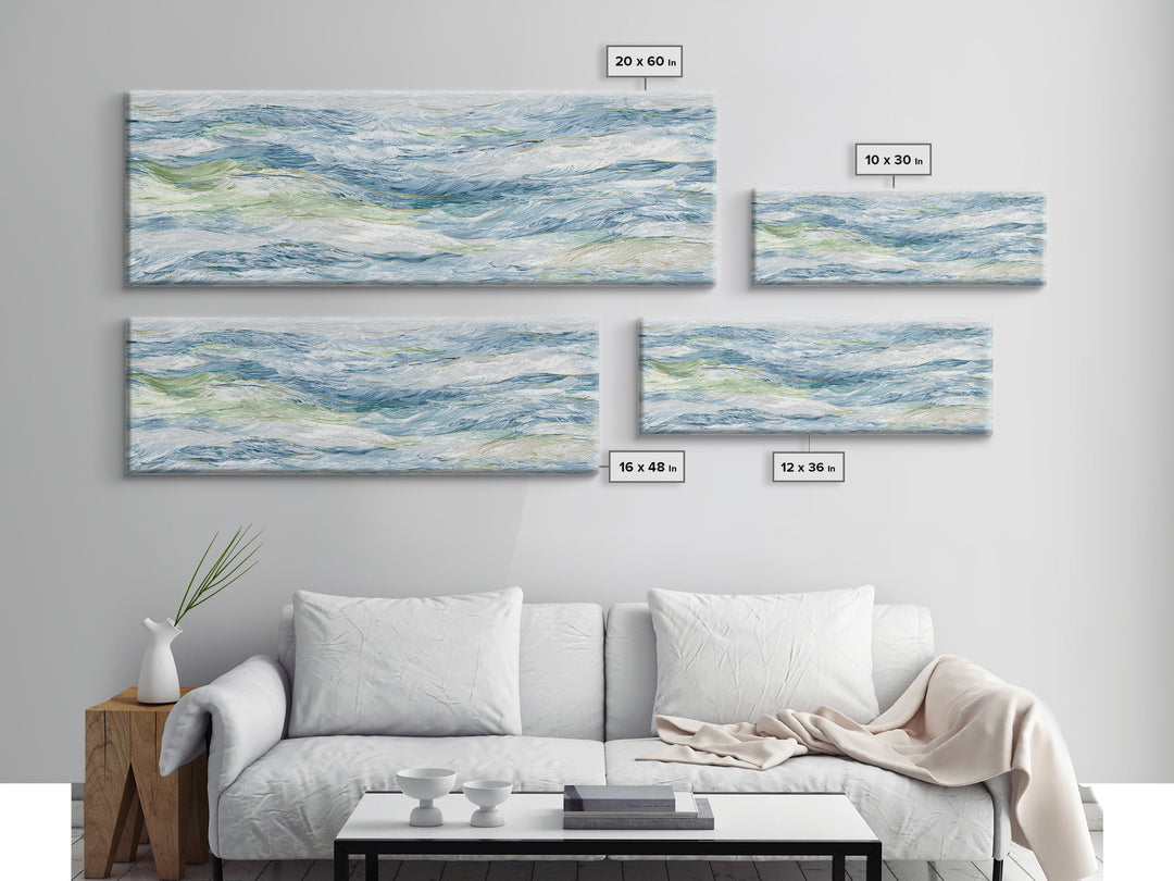 Clean Blue Water Ripple Abstraction Framed Canvas Print, Laundry Room Art, Wall Decor, Living Room Decor, Abstract Art, Clean, LRA-3x1-10