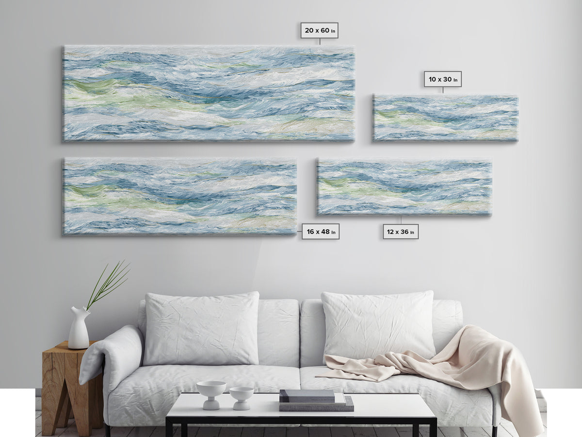 Clean Blue Water Ripple Abstraction Framed Canvas Print, Laundry Room Art, Wall Decor, Living Room Decor, Abstract Art, Clean, LRA-3x1-10