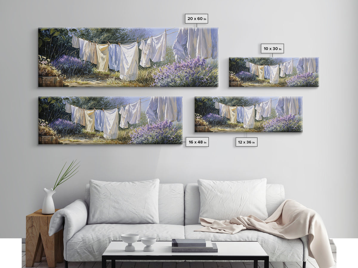 Fresh Air Meadow Landscape for Clean Mood Framed Canvas Print, Laundry Room Art, Apartment Wall Art, Living Room Decor, Clean, LRA-3x1-15