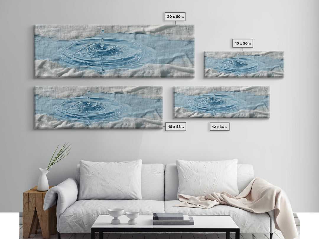 Clean Blue Water Ripple Abstraction Canvas Print, Laundry Room Art, Artwork, Living Room Decor, Clean, Minimalist Wall Art, LRA-3x1-34