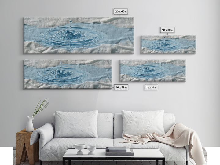 Clean Blue Water Ripple Abstraction Canvas Print, Laundry Room Art, Artwork, Living Room Decor, Clean, Minimalist Wall Art, LRA-3x1-34